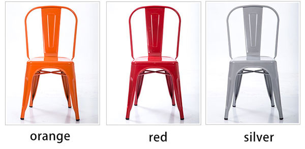 Colourful Restaurant Metal Frame Dining Chairs Vintage Lightweight 43cmx44cmx85cm