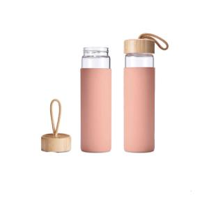 Wholesale Custom Silicone Sleeve Double Glass Tea Bottle With Strainer 400ml from china suppliers