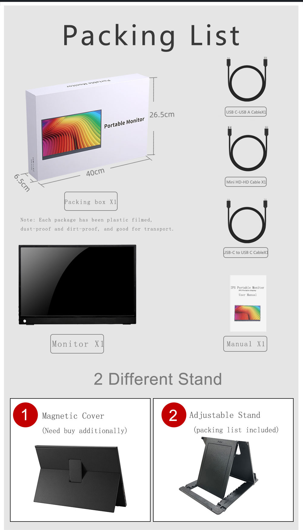 13.3 Inch Touchscreen Portable Monitor , USB C Portable Gaming Monitor with Desktop Stand for Laptop Computer Phone Second/Extend Screen