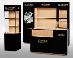 Wholesale high end wooden jewelry display counter with gloss spray paint from china suppliers