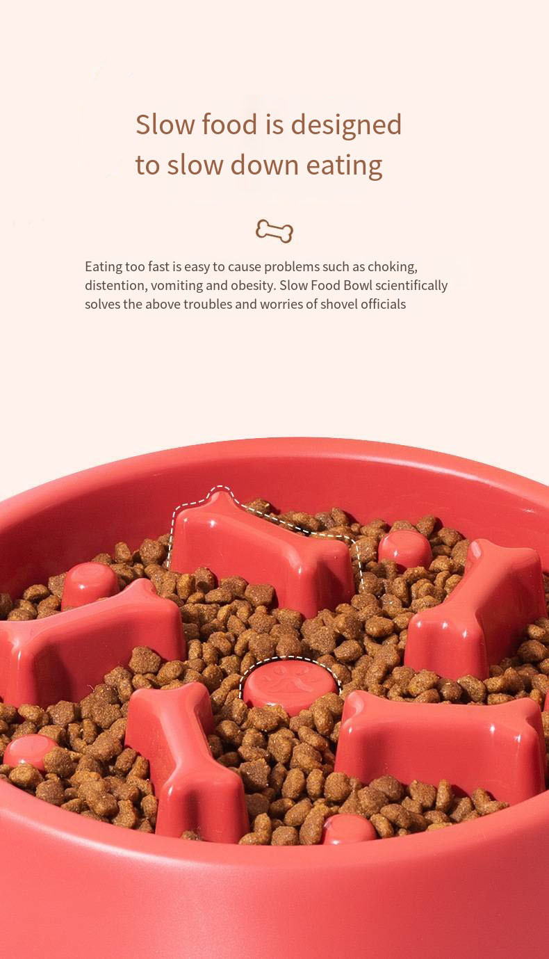 Pet PP Bone Shaped Slow Food Bowl Non Slip Small And Medium Sized Dog Bowl