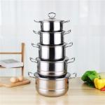 Glass Lid Stainless Steel 410 Cookware Set 12pcs Steamer Food Cooking Soup Pot