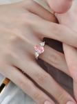 CVD Laboratory Cultivated Pink Diamond Ring Pear Shape 18k White Gold Ring