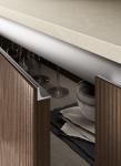 Tailored Green PET Kitchen Cabinets With Wood Grain Storage Cabinet