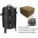 Black Stainless Steel Sokeless Charcoal Barbecue Grill 44*53*80cm Vertical 3 in