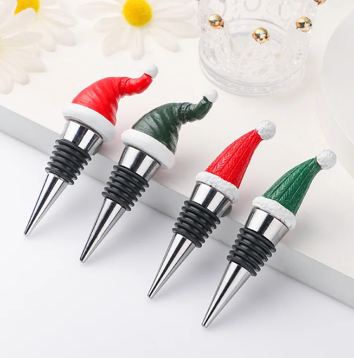 Custom Metal Wine Stoppers Silicone Rubber Christmas Wine Bottle Stopper