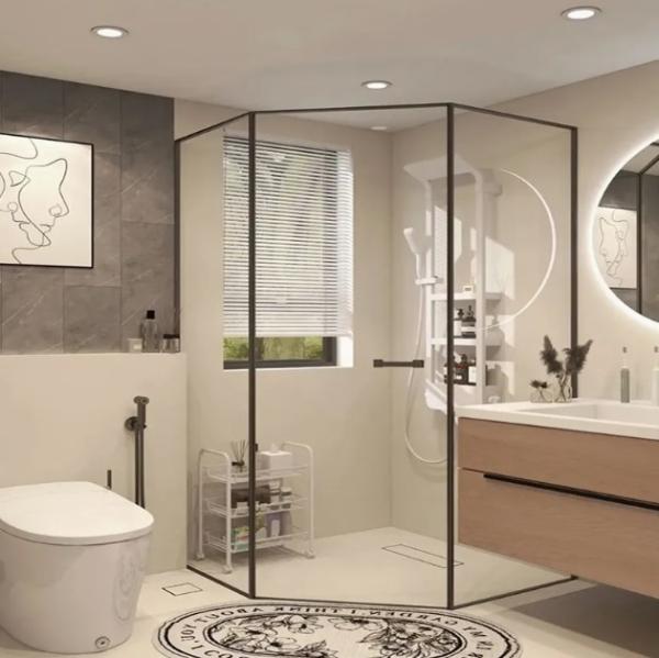 Glass Shower Enclosure Frame Single Custom Made Semi-Frameless Door Modern Glass