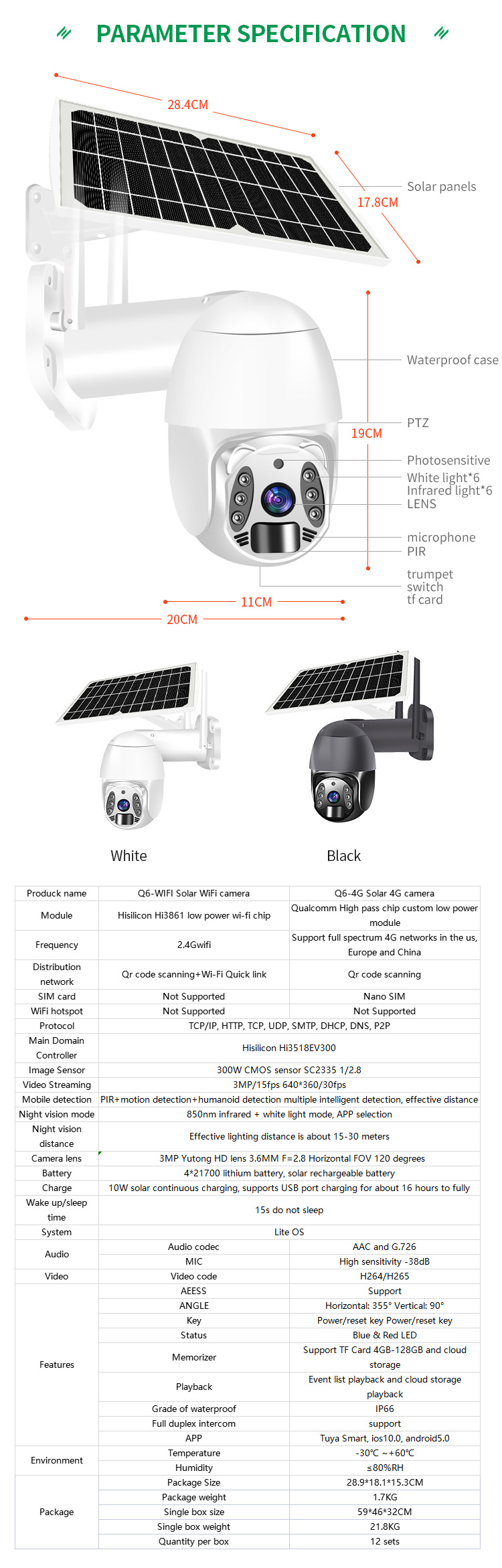 Wireless 3mp Tuya Smartlife App Remote View Hd Cctv Solar Camera 10w Solar Panel Outdoor 4g Ptz 360 Rotation Solar Camera