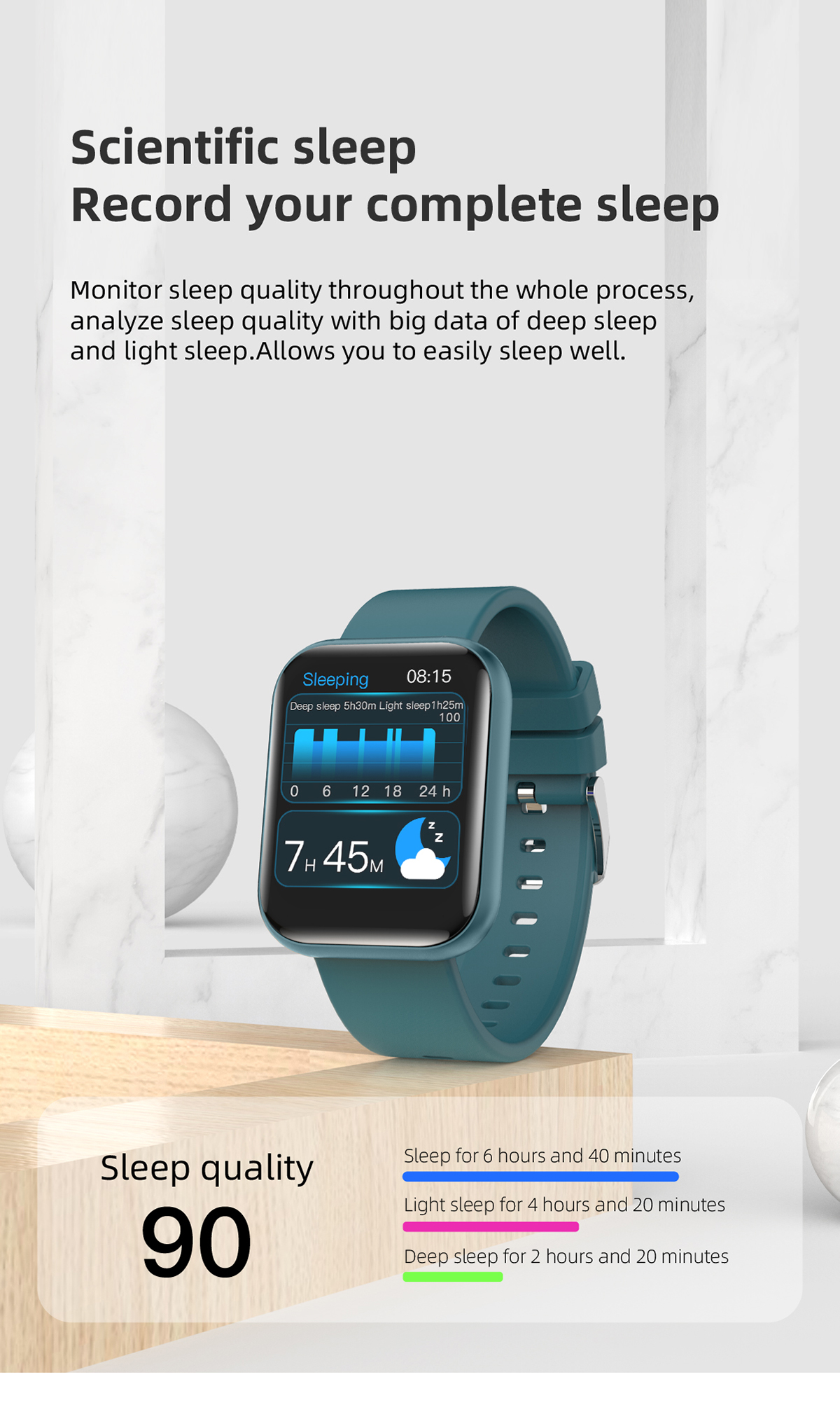 Square 1.28Inch Full Touch Smartwatch Fitness With Weather Display