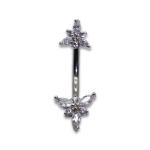 Flower Double Belly Button Piercing Jewelry 12mm 316 Stainless Steel