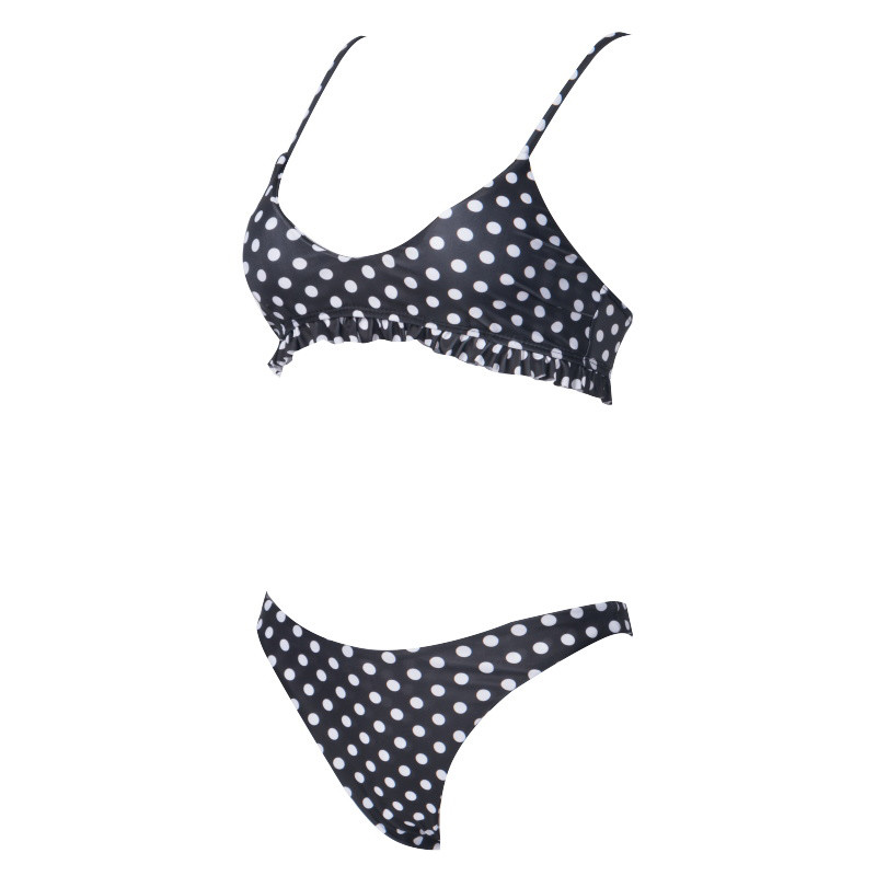 Tiered Layer Tie a Knot Front Top With Low waist Bikini swimsuit high cut