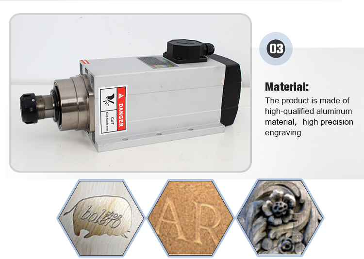 18000rpm Frequency 300HZ Air Cooled Spindle Motor for CNC Router Demand