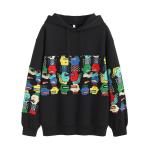Plush Women Loose Pullover Sweater Hoodies Printed Cotton