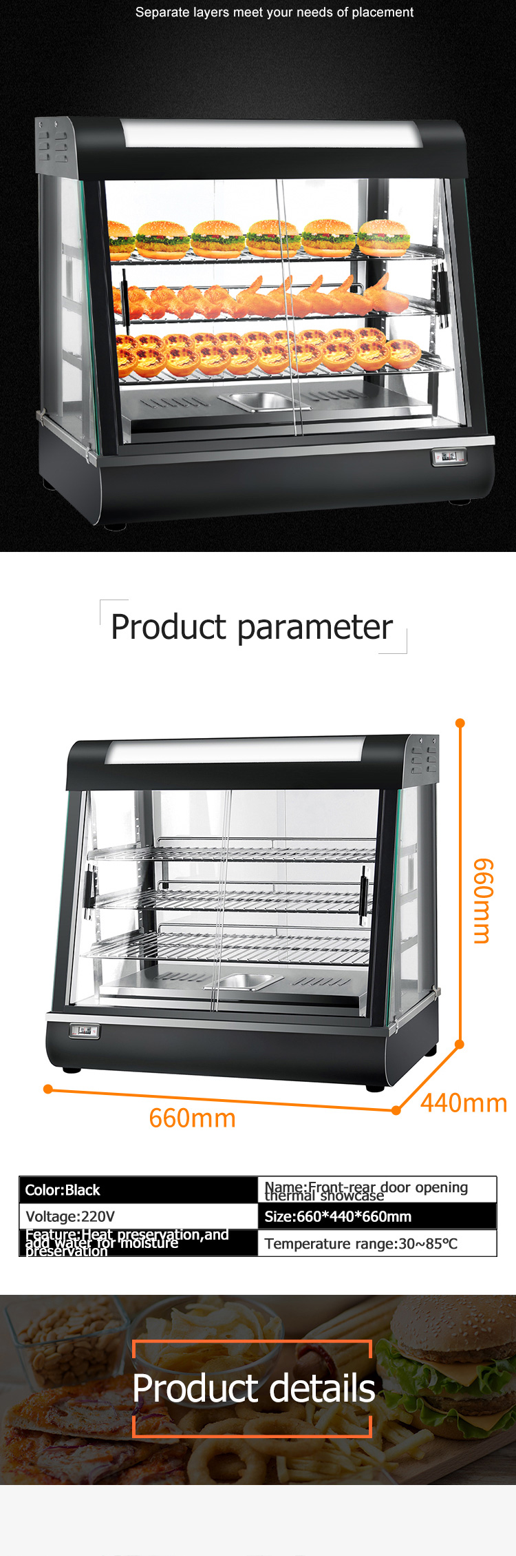 Multifunctional Commercial Glass Food Warmer Display Showcase for Your Kitchen Needs