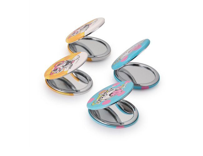 Round Compact Cosmetic Pocket Mirror ABS Cute Pattern Portable