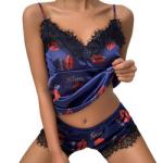 Soft Underwear Satin Lace Floral Edge Sleepwear Sexy Tempt Pajamas For Women