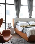European Solid Wood Linen Fabric Soft King Size Bed Designs