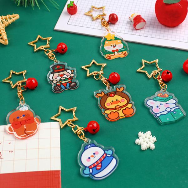 Christmas Festival Acrylic Keychain Key Ring Cute Snowman Print and Durable