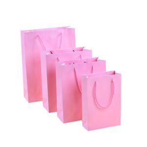 Wholesale Personal logo printing ladies underwear Pink color paper shopping bag from china suppliers