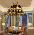 Black antler chandelier Lighting With Lampshade For Coffee Bar Restaurant (WH-AC