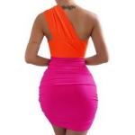 Ladies Sleeveless Elegant Summer Dresses Customized One Shoulder Mini Dresses