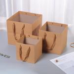 Recyclable Square Brown Kraft Paperboard Boxes Packaging Bags For Flower