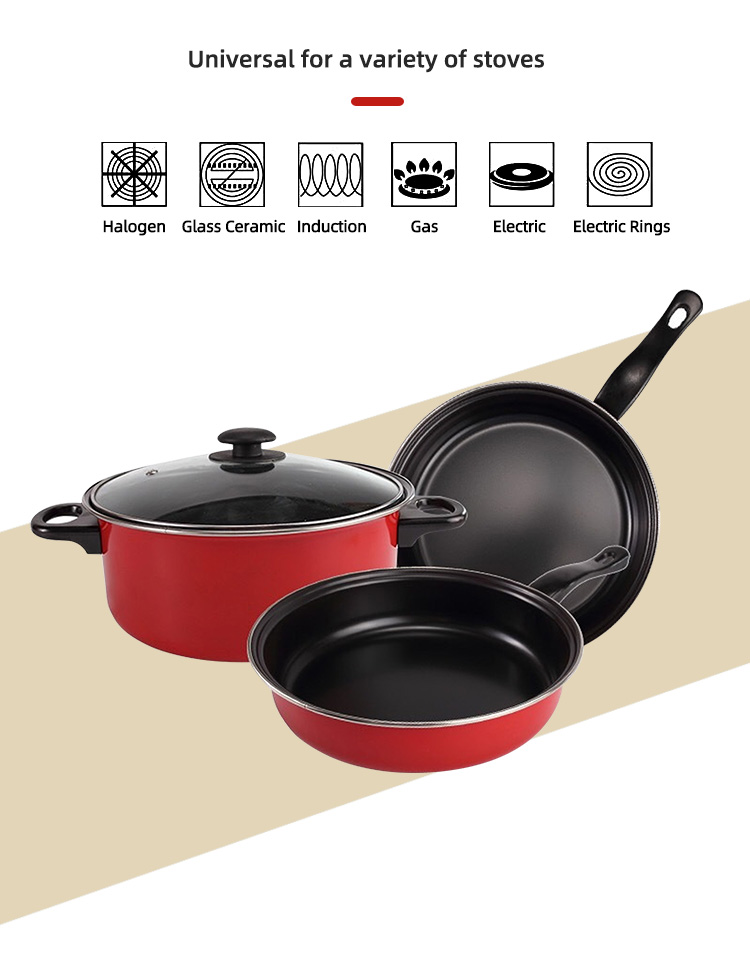 Multifunctional Kitchen Iron Non Stick Pans And Pots Set With Lid
