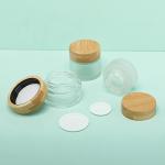 Face Cream Packaging Glass Cosmetic Cream Jar 30g With Screw Bamboo Cap