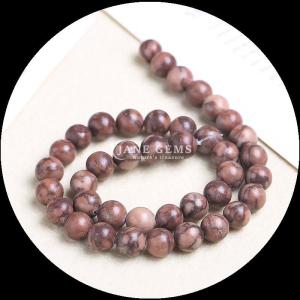 Wholesale Round Shape Gemstone Beads Wood Pattern Loose Bead Strands for Bracelet Handmade Decorations from china suppliers