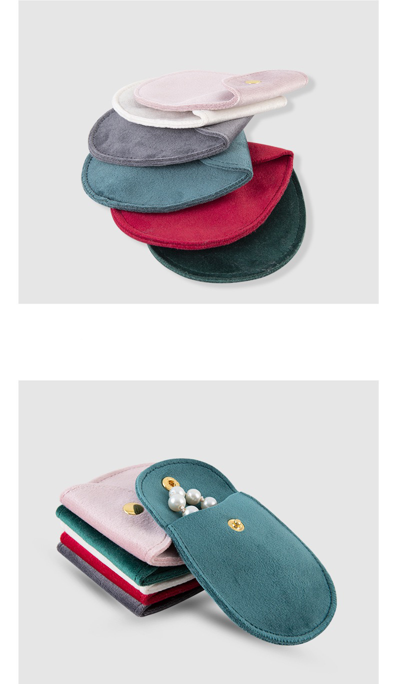 Velvet Button Oval Jewelry Storage Pouches Necklace Pouch Bag 80*85mm