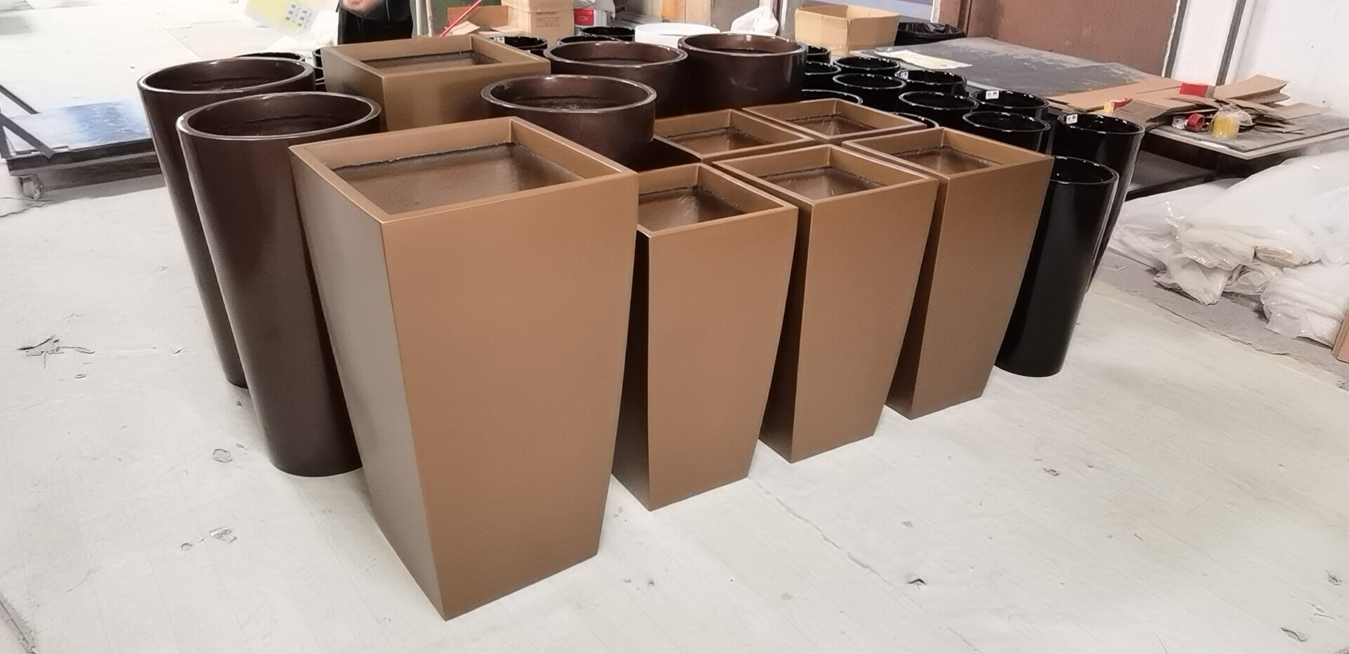 Modern Fiberglass Flower Pots Real or Artificial Tree Planters Customizable