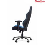 Swivel Black And Blue Leather Gaming Chair With Lumbar Support System