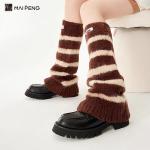 Custom Logo Women Leg Warmers Acrylic Knit Sock Sleeves With Horizontal Stripes