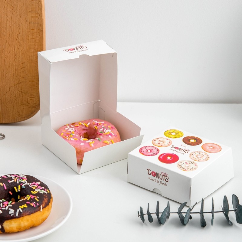 Eco Friendly Paperboard Food Container Paper Box Folders Custom Bakery Donut Boxes