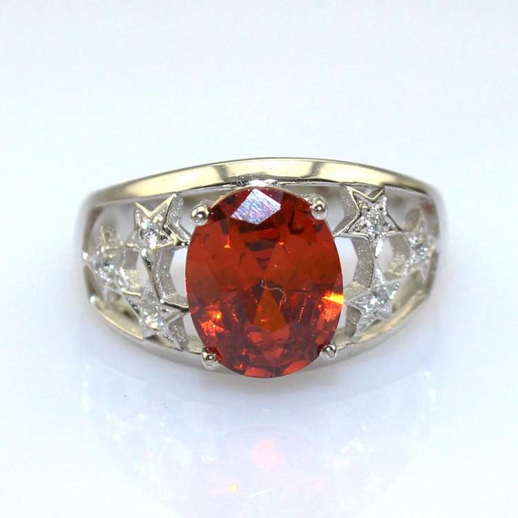 Women Jewelry Solid 925 Silver Ring Pave Red Cubic Zircon(JY045)