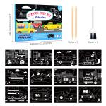 Kids Magic Scratch Art Vehicles Scene Draw Paper Arts Crafts Painting Black