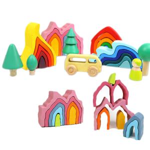 Wholesale DIY Assembled 11.5cm Wooden Blocks Toys Montessori Block Set Stacked Balance from china suppliers