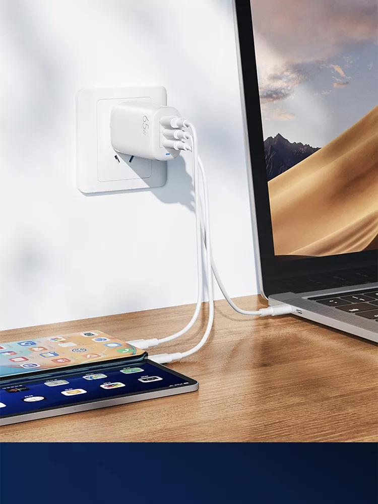65W USB Type C GAN Wall Charger EU Plug for Fast Charging Laptops and Phones Portable