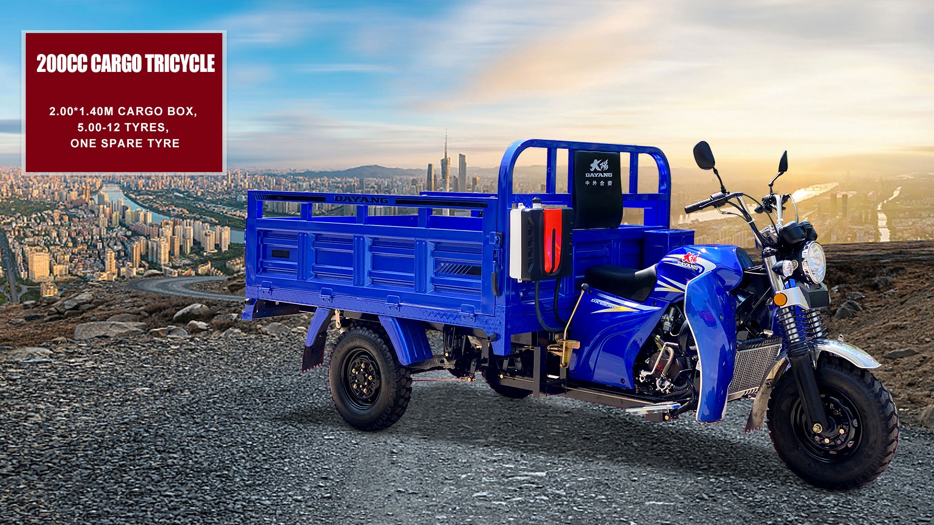 1 Passenger 200cc Air Cooled Cargo Motor Tricycle with 60km/h Speed and Shaft Transmission