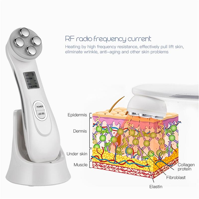 5 In1 RF EMS Beauty Machine LED 6 Light Therapy Facial Beauty Massager