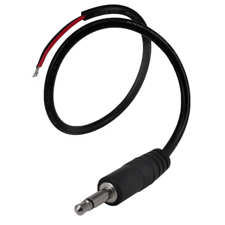 Custom 2 Poles TS 3.5mm Stereo Audio Mono Jack Male Plug to Stripped Pigtail Tinned Bare Wire End Cable