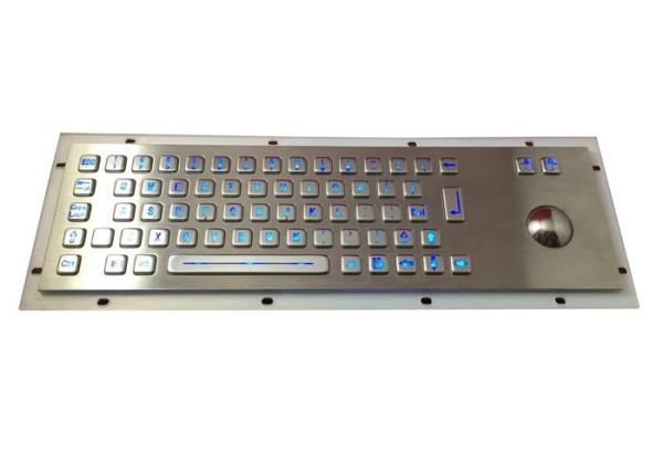 Blue Backlit Gaming Keyboard , 64 Keys Rugged Metal Track Ball Wireless Light Up