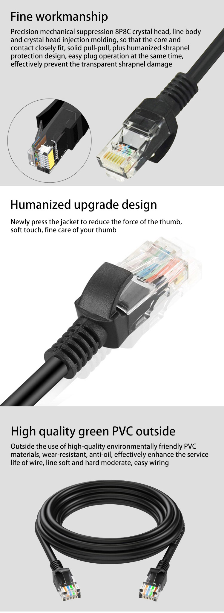 Blue 6ft CAT5 Patch Cord Utp Cat5e Patch Cable For Computer 8 Conductors