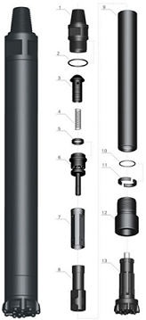 API REG Thread High Air Pressure DTH Hammer for Water Well Drilling 90 - 455 mm Dia