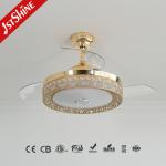 4000K 6000K Retractable Blade Ceiling Fan Chandelier Color Changing