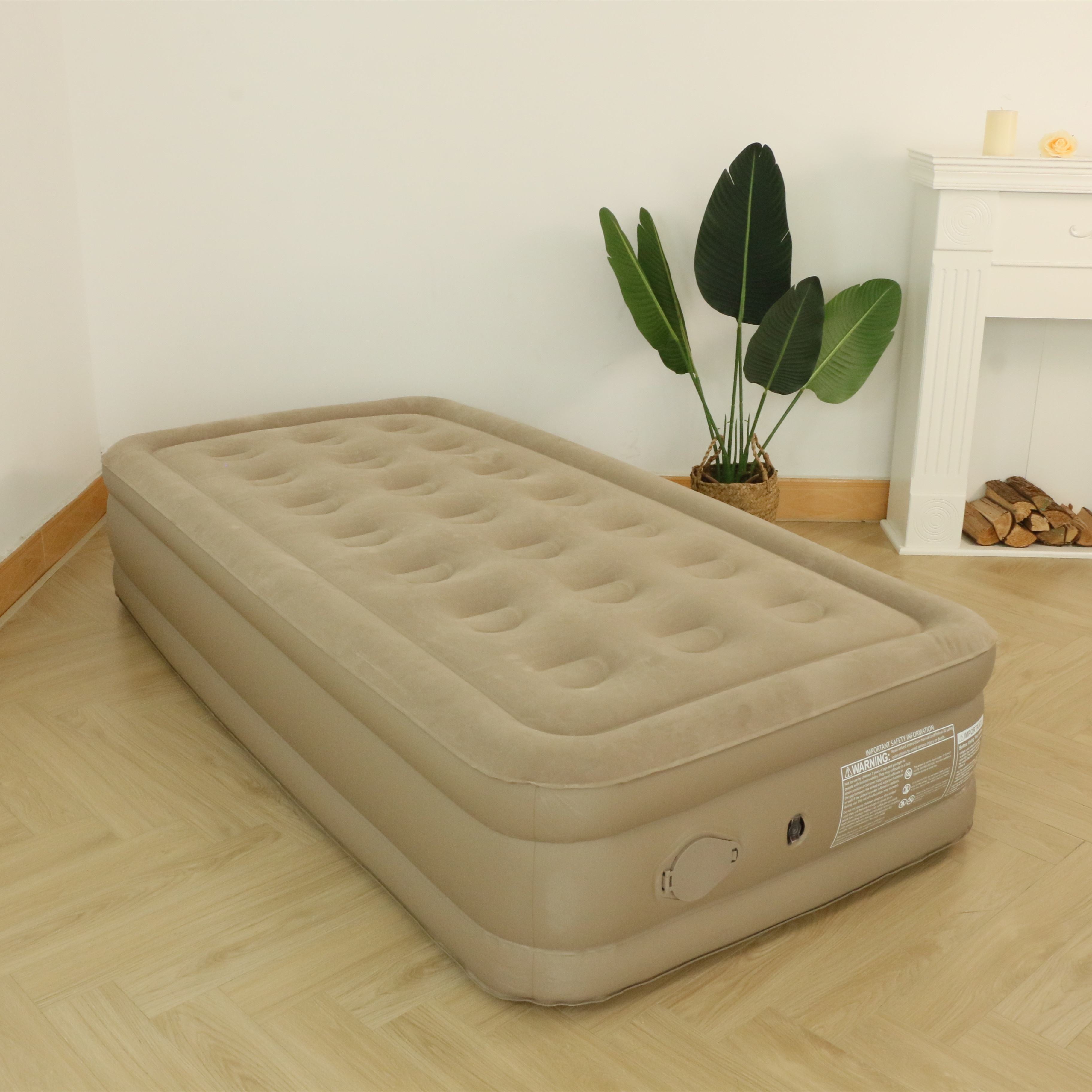 Flocked PVC Inflatable Sleeping Mat Portable Air Mattress With Pump