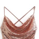OEM maufactory Sexy Sleeveless Temperament Sequins Polyester Skirt V Neck Skirt
