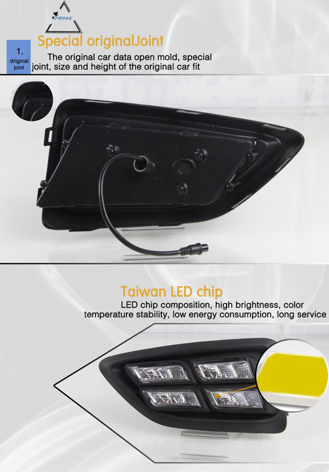 DRL LED Daytime Running Light For Hyundai Verna Yellow Turn Signals 2017-2019