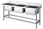 Commercial Stainless Steel Sink Three Bowl 1800*700*800+150mm Thick 1.2mm