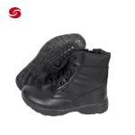 Full Black Leather Police Army Boots Footwear Man Shoes
